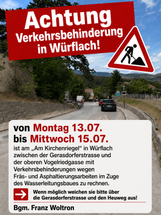 Verkehrbehinderungen Kirchenriegel_