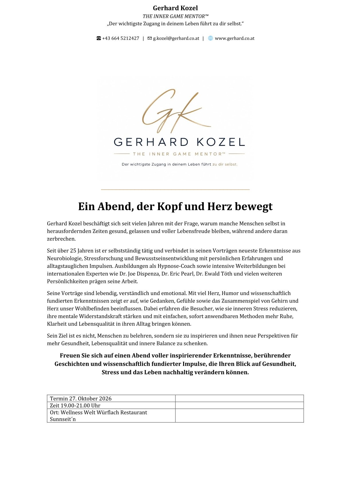 Vortrag WWw- Hr. Kozel 27.10.2026